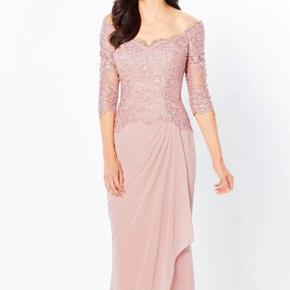 NWT Montage by Mon Cheri 220942 Chiffon Evening Dress English Rose size 12 - Picture 1 of 6